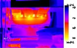 Picture of hots spots in an electrical junction through an infrared camera.
